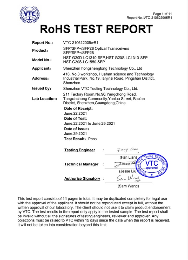 VTC-210622005R1  RoHS report